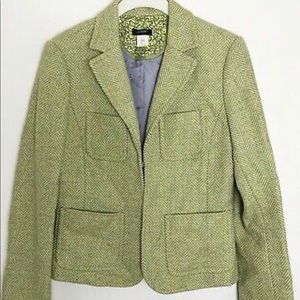 J.CREW 100% Wool Green Herringbone Blazer